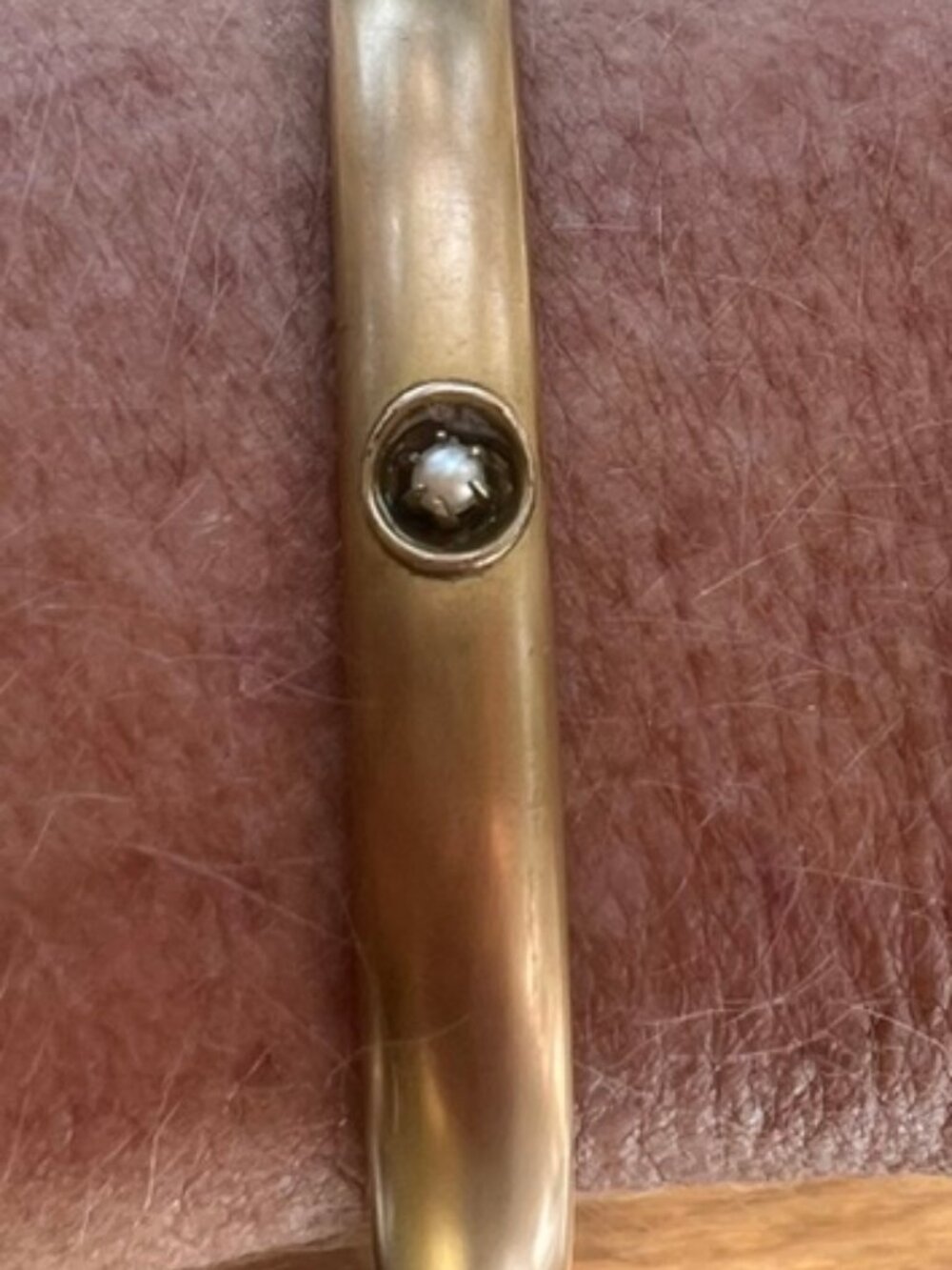 Vintage Rolled Gold Pearl Hinged Bangle Bracelet